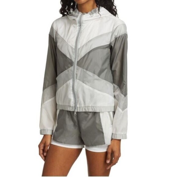 Blanc Noir Jacket NWT GrayTulum Tricolor Windbreaker Full Zip Womens Size L - Picture 5 of 6